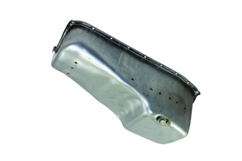 Engine Oil Pan - Rear Sump - 4 qt - Stock Depth - Steel - Natural - 2-Piece Seal - Small Block Chevy - Each