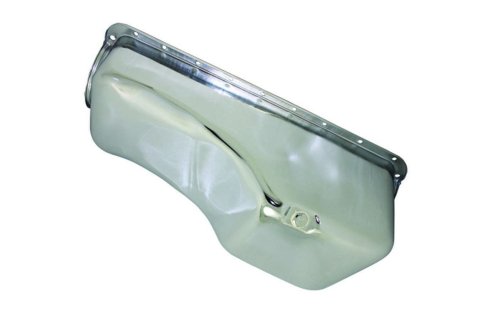 Engine Oil Pan - Front Sump - Stock Capacity - Stock Depth - Steel - Chrome - Big Block Ford - Each