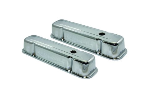 Valve Cover - Tall - Baffled - Breather Holes - Steel - Chrome - Pontiac V8 - Pair