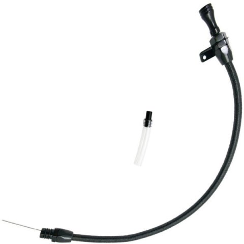 Transmission Dipstick - Flexible - Transmission Mount - OEM Length - Braided Stainless - Aluminum - Black Anodized - C6 - Each