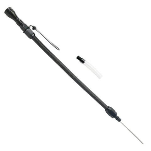 Engine Oil Dipstick - Flexible - Block Mount - Braided Stainless - Aluminum - Black Anodized - Mopar Gen III Hemi - Each