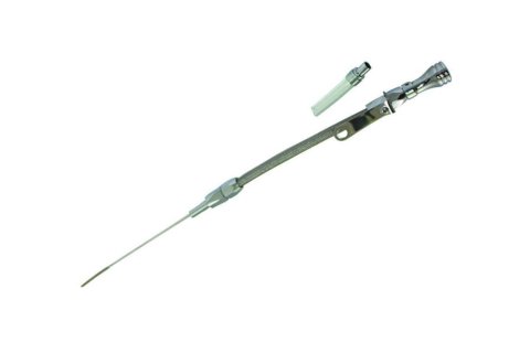 Engine Oil Dipstick - Flexible - Block Mount - Braided Stainless - Aluminum - Chrome - Ford FE-Series - Each