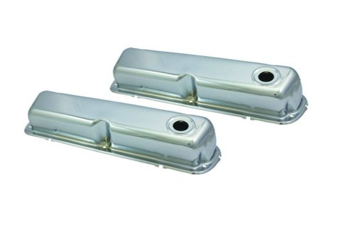 Valve Cover - Tall - Baffled - Breather Holes - Steel - Chrome - Small Block Ford - Pair