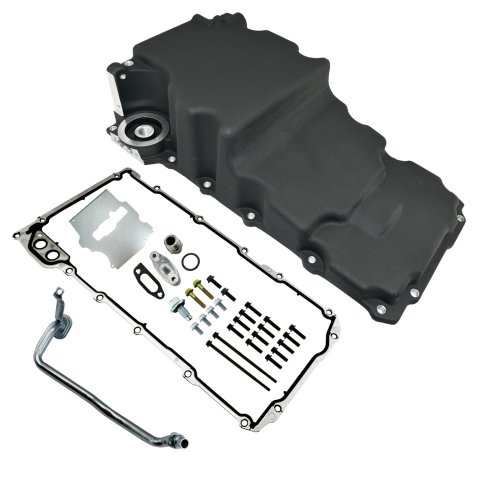 Engine Oil Pan - Rear Sump - 5.5 qt - 5.89 in Deep - Baffled - Aluminum - Black Paint - GM LS-Series - Each