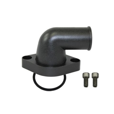 Water Neck - 90 Degree - 1-1/2 in ID Hose - Swivel - O-Ring - Hardware Included - Aluminum - Black Paint - Chevy V8 - Each