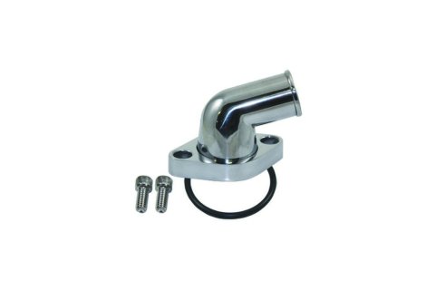 Water Neck - 75 Degree - 1-1/2 in ID Hose - Swivel - O-Ring - Aluminum - Polished - Chevy V8 - Each