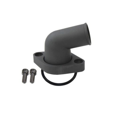 Water Neck - 75 Degree - 1-1/2 in ID Hose - Swivel - O-Ring - Aluminum - Black Paint - Chevy V8 - Each