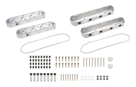 Valve Cover - Tall - Finned - Baffled - Coil Stands - Coil Covers Included - Aluminum - Natural - GM LS-Series - Pair