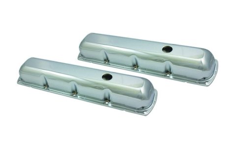 Valve Cover - Stock Height - Baffled - Breather Holes - Steel - Chrome - Oldsmobile V8 - Pair