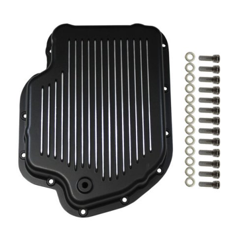 Transmission Pan - Stock Sump - Finned - Aluminum - Black Paint - TH400 - Each