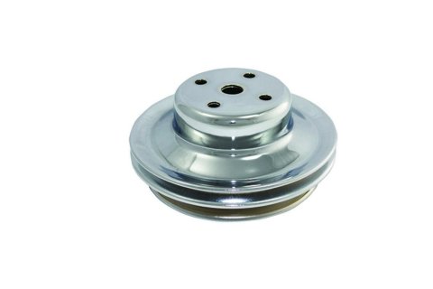 Water Pump Pulley - V-Belt - 2 Groove - 6.625 in Diameter - Steel - Chrome - Long Water Pump - Big Block Chevy - Each