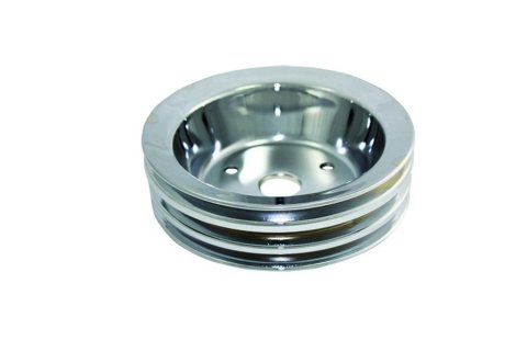 Crankshaft Pulley - V-Belt - 3 Groove - 7.313 in Diameter - Steel - Chrome - Short Water Pump - Small Block Chevy - Each