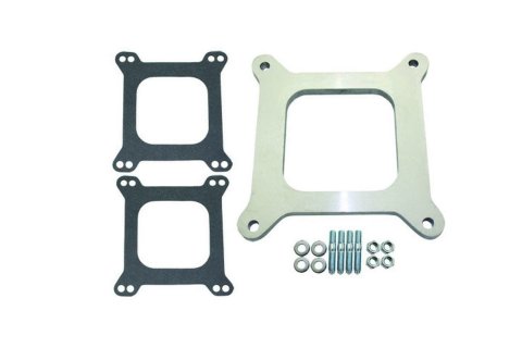 Carburetor Spacer - 0.375 in Thick - Open - Square Bore - Gaskets / Hardware Included - Aluminum - Natural - Each