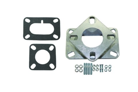 Carburetor Adapter - 1.625 in Thick - Open - Rochester 2-Barrel to 1 Barrel - Gaskets / Hardware Included - Aluminum - Natural - Each