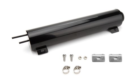Overflow Tank - 52 oz - 16 in Tall - 4 in Diameter - 1/4 in Hose Barb Inlet - 1/4 in Hose Barb Outlet - Stainless - Black Powder Coat - Each