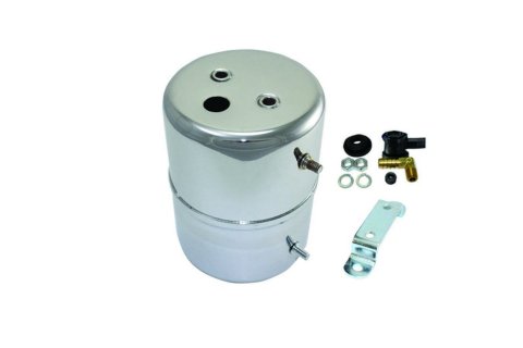 Vacuum Reservoir - Bracket / Check Valve / Hardware Included - Steel - Chrome - Each
