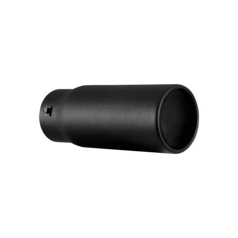 Exhaust Tip - Clamp-On - 2 / 3 in Inlet - 4 in Round Outlet - 10.25 in Length - Double Wall - Rolled Edge - Straight Cut - Stainless - Black Powder Coat - Universal - Each