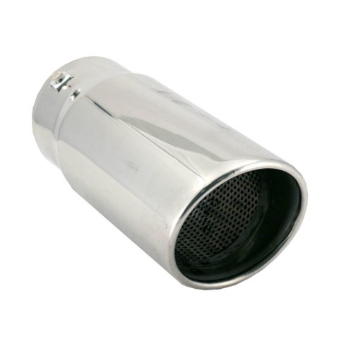 Exhaust Tip - Clamp-On - 2.75 / 3.75 in Inlet - 4.5 in Round Outlet - 10.5 in Long - Double Wall - Rolled Edge - Angled Cut - Stainless - Polished - Each