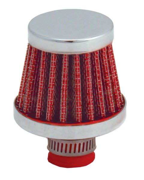 Breather - Clamp-On - Round - 3/8-1/2 in OD Tubes - Reusable - Steel - Chrome / Red - Each
