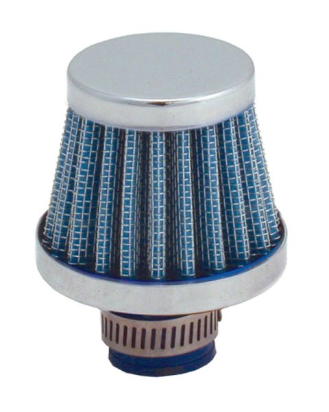 Breather - Clamp-On - Round - 3/8-1/2 in OD Tubes - Reusable - Steel - Chrome / Blue - Each