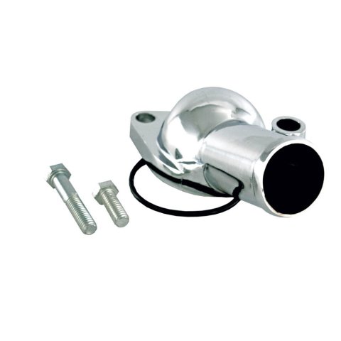 Water Neck - 75 Degree - 1-1/2 in ID Hose - O-Ring - Aluminum - Chrome - Chevy V8 - Each