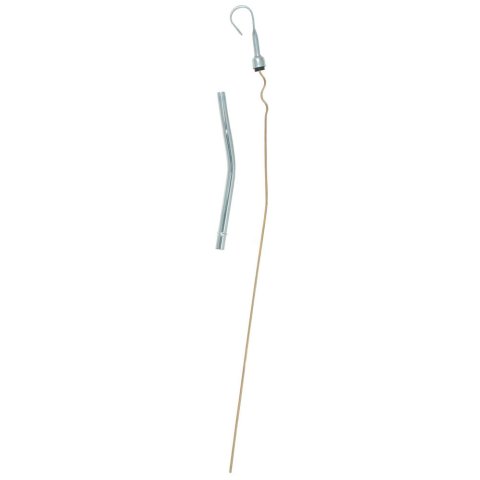 Engine Oil Dipstick - Solid Tube - Block Mount - 19 in Long - Steel - Chrome - Small Block Chevy - Each