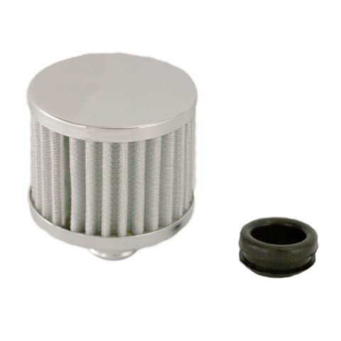 Breather - High Performance - Push-In - Round - 1-1/4 in Hole - Reusable - Steel - Chrome / White - Each