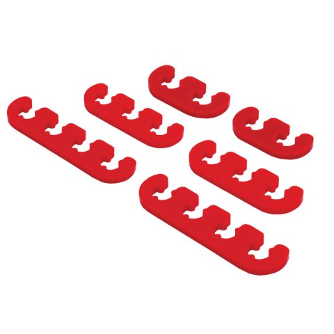 Spark Plug Wire Loom - 7-9 mm - Plastic - Red - Clip Style - Kit