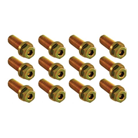 Header Bolt - 3/8-16 in Thread - 0.875 in Long - Hex / Allen Head - Steel - Cadmium - Universal - Set of 12