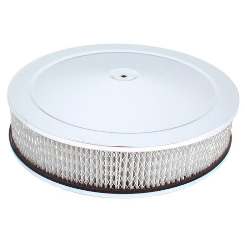 Air Cleaner Assembly - 14 in Round - 3 in Element - 5-1/8 in Carb Flange - Dropped Base - Steel - Chrome - Kit