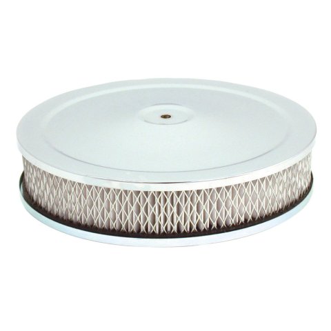 Air Cleaner Assembly - 9 in Round - 2 in Element - 5-1/8 in Carb Flange - Raised Base - Steel - Chrome - Kit