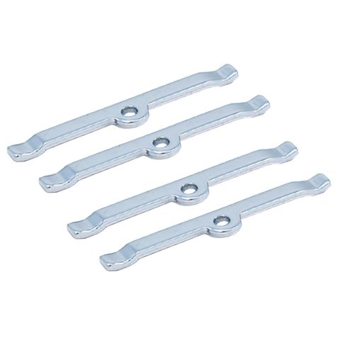 Valve Cover Hold Down Tabs - 4.75 in Wide - Steel - Chrome - Small Block Chevy - Set of 4