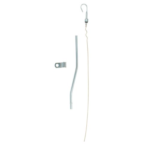 Engine Oil Dipstick - Solid Tube - Timing Cover Mount - 21 in Long - Steel - Chrome - Small Block Ford - Each