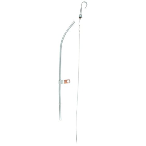 Engine Oil Dipstick - Solid Tube - Block Mount - 23.5 in Long - Steel - Chrome - Small Block Chevy - Each