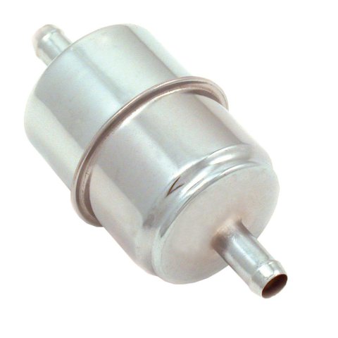 Fuel Filter - In-Line - 3/8 in Hose Barb Inlet - 3/8 in Hose Barb Outlet - Steel - Chrome - Each