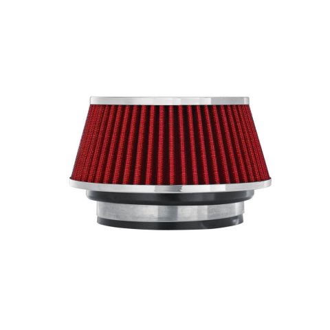 Air Filter Element - Clamp-On - Conical - 6 in Base - 4.75 in Top Diameter - 2.625 in Tall - 3 to 4 in Flange - Reusable Cotton - Red - Universal - Each