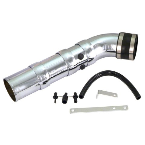 Air Intake Pipe - 3 in Diameter - 17 in Long - Adapters / Hardware Included - Plastic - Chrome - Universal - Kit