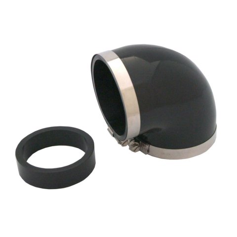 Intake Elbow - 90 Degree - 3 in Inlet - 3 in Outlet - Clamps Included - Plastic - Black - Each