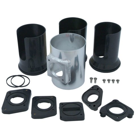 Intake Tube Adapter - Mass Air Sensor to 3 in Tube - Calibration Inserts - Aluminum - Polished - Universal - Kit