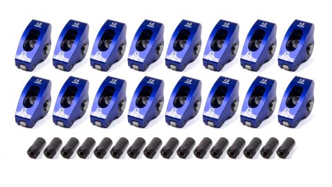 Rocker Arm - Race Series - 7/16 in Stud Mount - 1.50 Ratio - Full Roller - Aluminum - Blue Anodized - Small Block Chevy - Set of 16