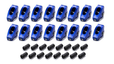 Rocker Arm - Race Series - 3/8 in Stud Mount - 1.6 Ratio - Full Roller - Aluminum - Blue Anodized - Oldsmobile V8 - Set of 16