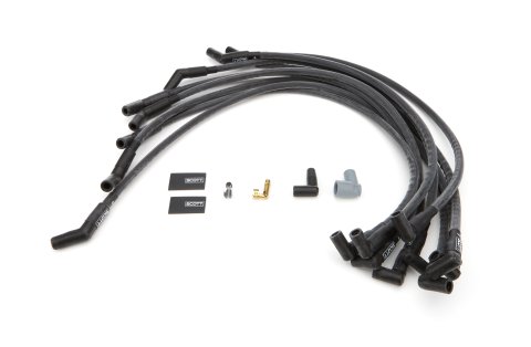 Spark Plug Wire Set - High Performance - Spiral Core - 10 mm - Black - 135 Degree Plug Boots - HEI Style - Over Headers - Big Block Chevy - Kit