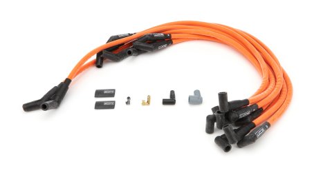 Spark Plug Wire Set - High Performance - Spiral Core - 10 mm - Orange - 90 Degree Plug Boots - HEI Style - Over Headers - Big Block Chevy - Kit