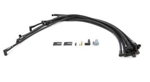Spark Plug Wire Set - High Performance - Spiral Core - 10 mm - Black - 90 Degree Plug Boots - HEI Style - Under Headers - Big Block Chevy - Kit