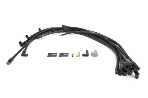 Spark Plug Wire Set - High Performance - Spiral Core - 10 mm - Black - 90 Degree Plug Boots - HEI Style - Under Headers - Big Block Chevy - Kit