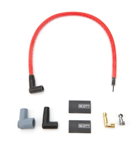 Coil Wire - 10 mm - Sleeved - 24 in Long - 90 Degree Boots - HEI / Socket Style - Red - Kit