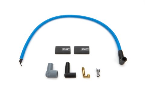 Coil Wire - 10 mm - Sleeved - 24 in Long - 90 Degree Boots - HEI / Socket Style - Blue - Kit