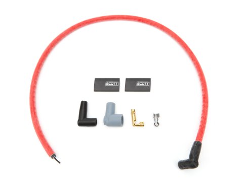 Coil Wire - 10 mm - Sleeved - 48 in Long - 90 Degree Boots - HEI / Socket Style - Red - Kit