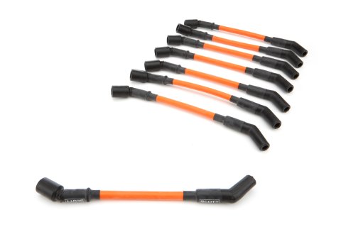 Spark Plug Wire Set - High Performance - Spiral Core - 10 mm - Orange - 45 Degree Plug Boots - Coil Pack Style - GM LS-Series - Kit