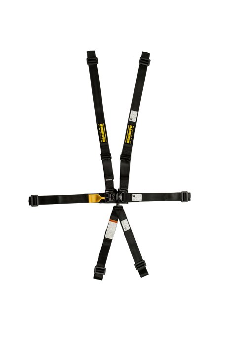 Harness - 5 Point - LatchLink II - Latch and Link - SFI 16.1 - Both Sides Pull Up Adjust Lap Belt - Wrap Around - Individual Harness - Black - Kit
